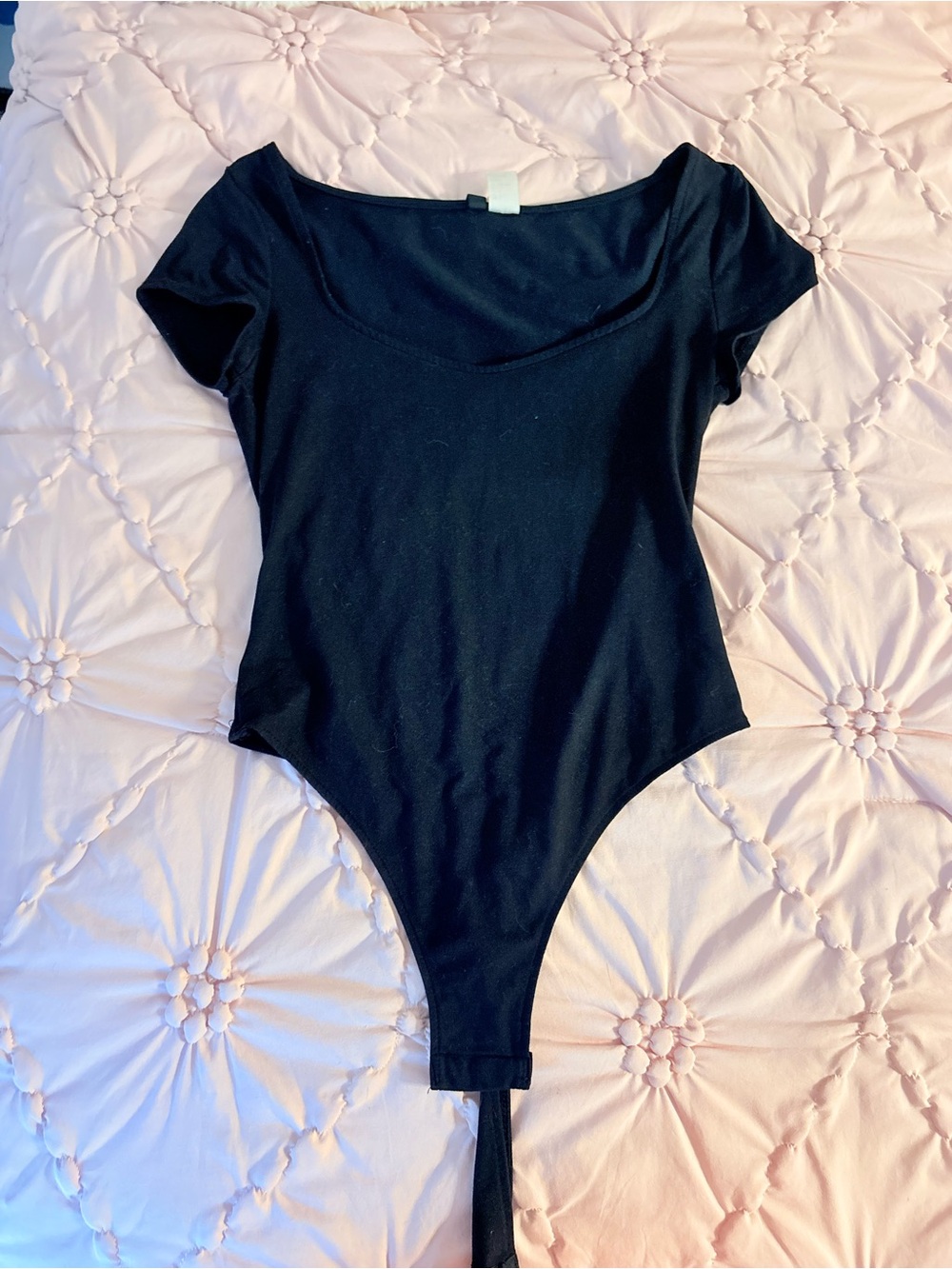 Black Womens One-Piece Bodysuit - Classic Short Sleeve